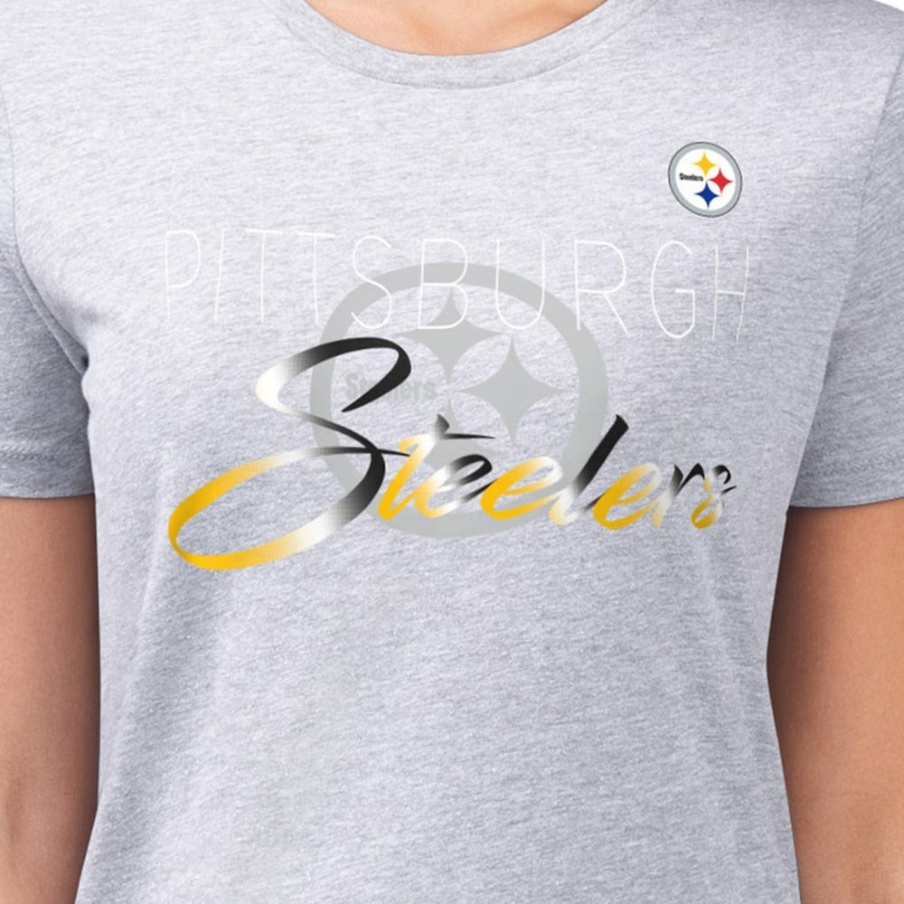 G-III 4Her by Carl Banks Women's Super-Slim Fit Lightweight Shadow Logo T-Shirt - Pittsburgh Steelers T-shirts