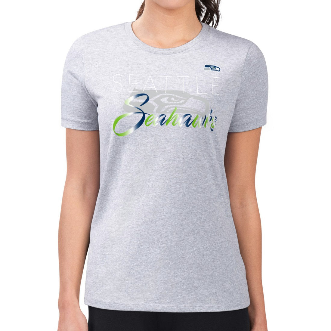 G-III 4Her by Carl Banks Women's Super-Slim Fit Lightweight Shadow Logo T-Shirt - Seattle Seahawks T-shirts
