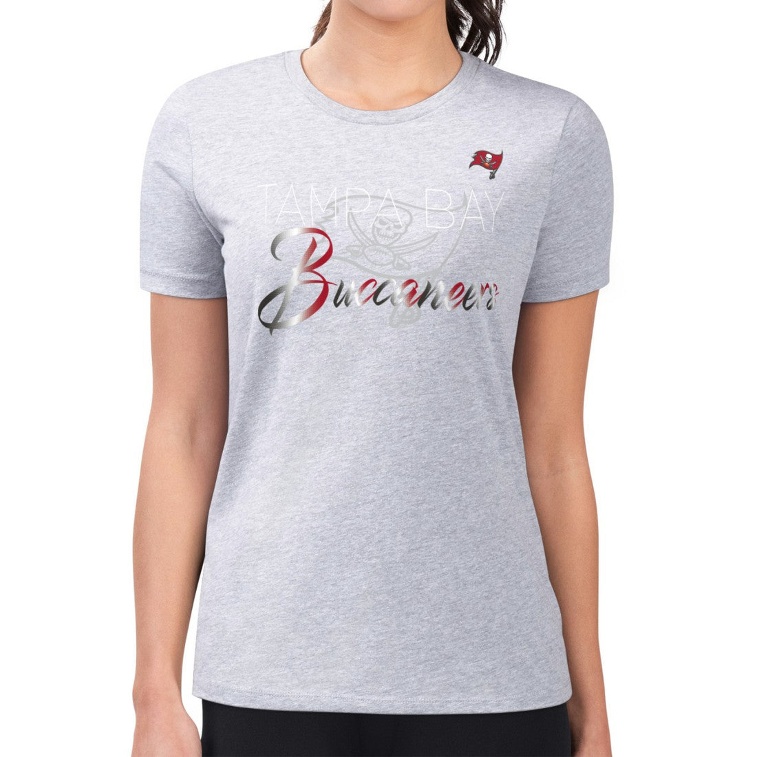 G-III 4Her by Carl Banks Women's Super-Slim Fit Lightweight Shadow Logo T-Shirt - Tampa Bay Buccaneers T-shirts