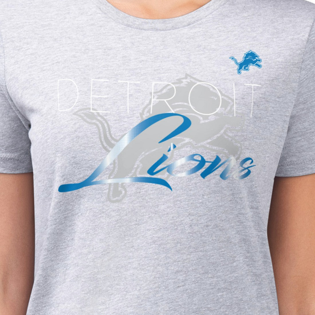 G-III 4Her by Carl Banks Women's Super-Slim Fit Lightweight Shadow Logo T-Shirt - Detroit Lions T-shirts
