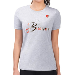 G-III 4Her by Carl Banks Women's Super-Slim Fit Lightweight Shadow Logo T-Shirt - Cleveland Browns T-shirts