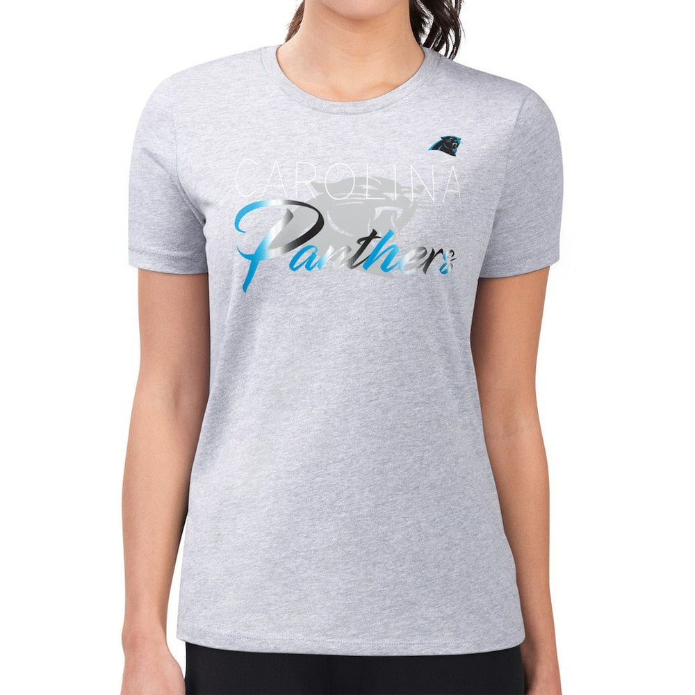 G-III 4Her by Carl Banks Women's Super-Slim Fit Lightweight Shadow Logo T-Shirt - Carolina Panthers T-shirts