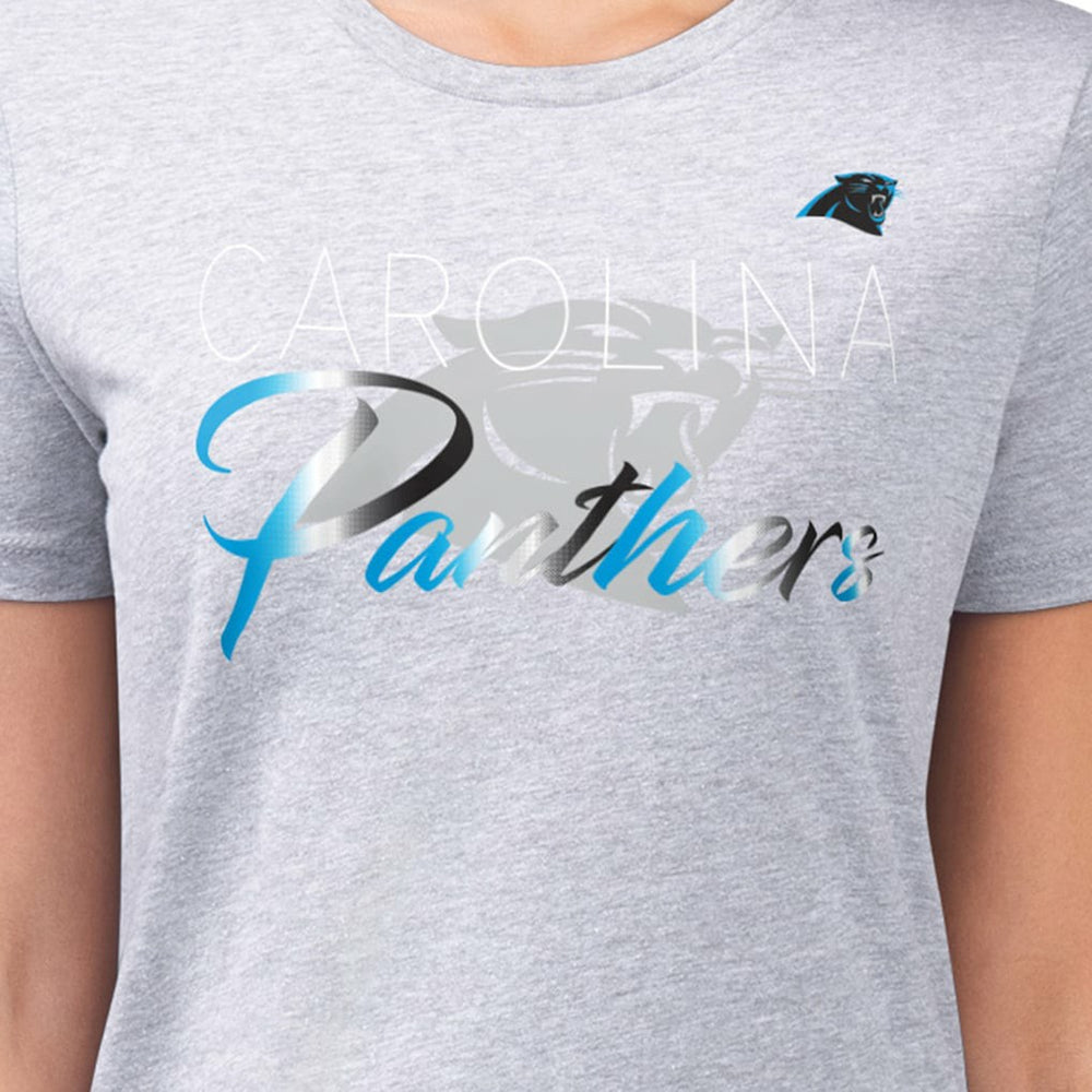 G-III 4Her by Carl Banks Women's Super-Slim Fit Lightweight Shadow Logo T-Shirt - Carolina Panthers T-shirts