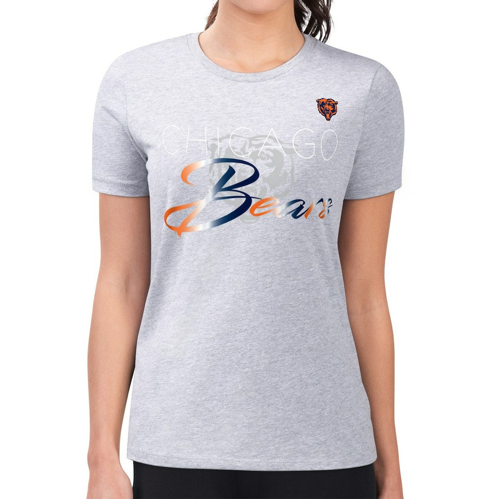 G-III 4Her by Carl Banks Women's Super-Slim Fit Lightweight Shadow Logo T-Shirt - Chicago Bears T-shirts