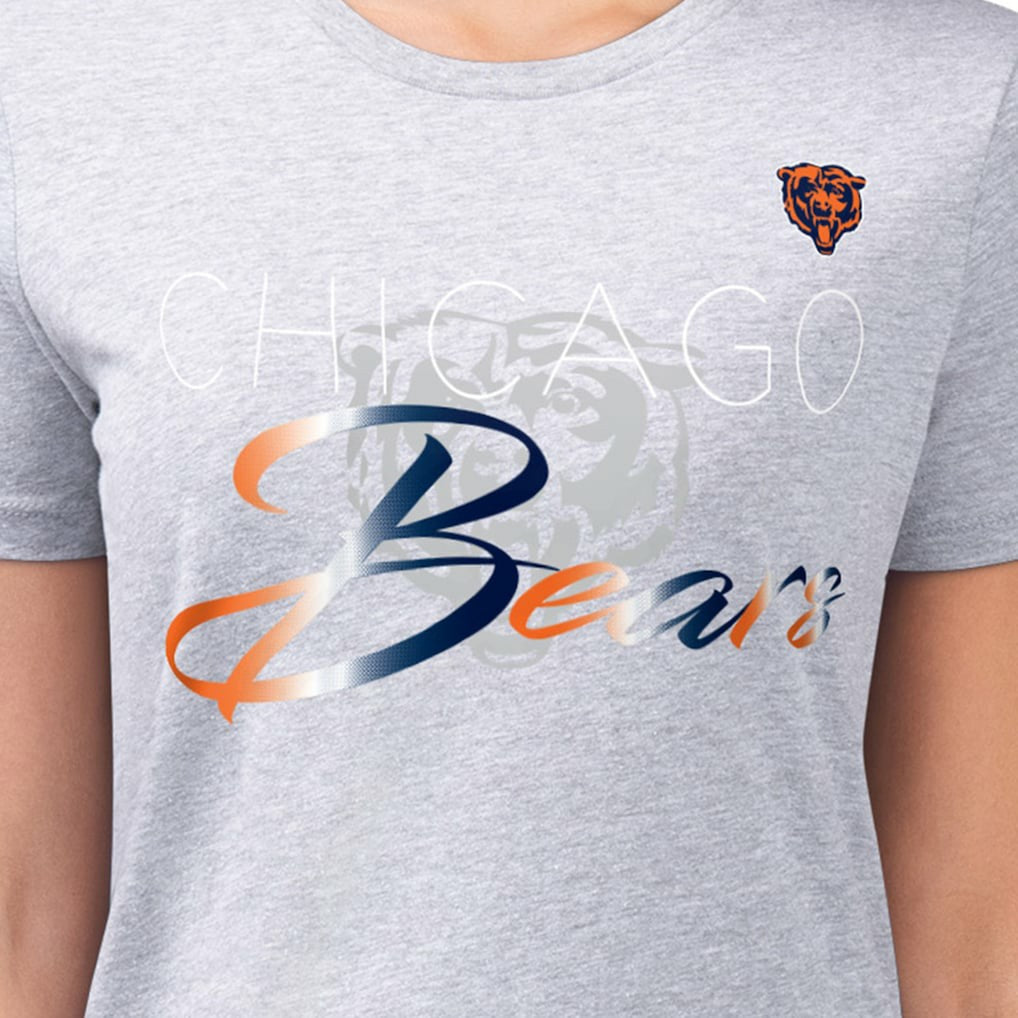 G-III 4Her by Carl Banks Women's Super-Slim Fit Lightweight Shadow Logo T-Shirt - Chicago Bears T-shirts