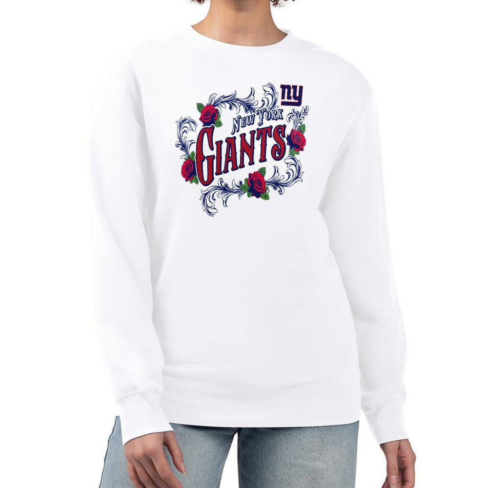 G-III 4Her by Carl Banks Women's Roses Fleece Tri-Blend Pullover Sweatshirt - New York Giants Pullover