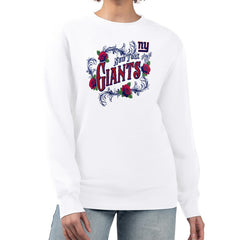 G-III 4Her by Carl Banks Women's Roses Fleece Tri-Blend Pullover Sweatshirt - New York Giants Pullover