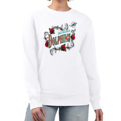 G-III 4Her by Carl Banks Women's Roses Fleece Tri-Blend Pullover Sweatshirt - Miami Dolphins Pullover