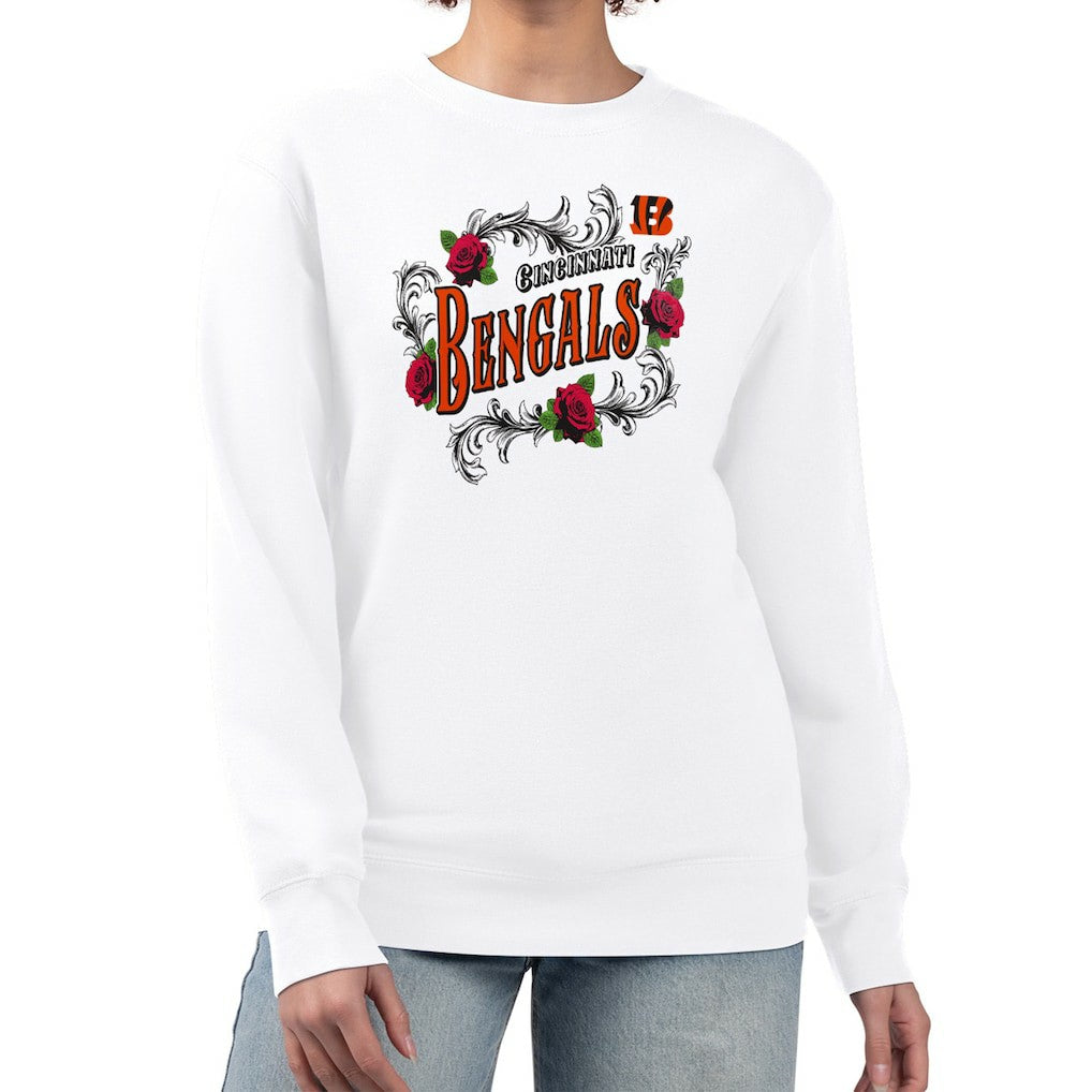 G-III 4Her by Carl Banks Women's Roses Fleece Tri-Blend Pullover Sweatshirt - Cincinnati Bengals Pullover