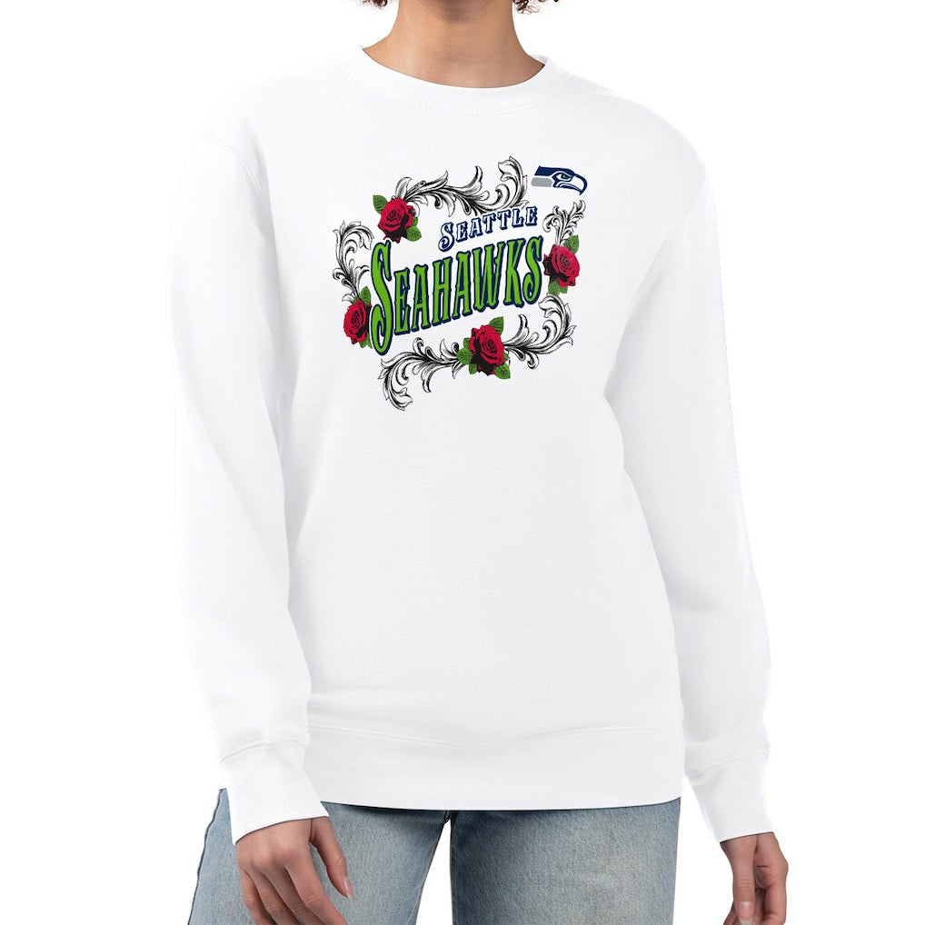 G-III 4Her by Carl Banks Women's Roses Fleece Tri-Blend Pullover Sweatshirt - Seattle Seahawks Pullover