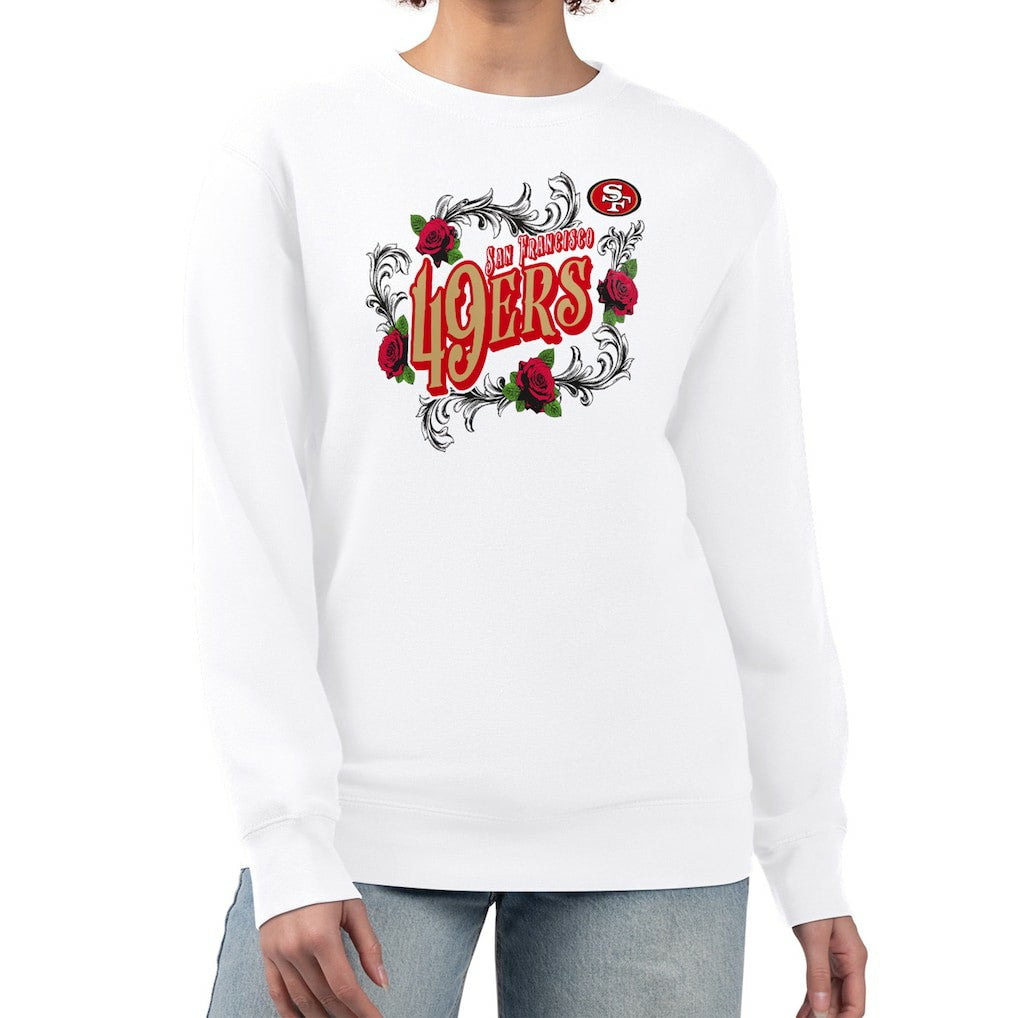 G-III 4Her by Carl Banks Women's Roses Fleece Tri-Blend Pullover Sweatshirt - San Francisco 49ers Pullover