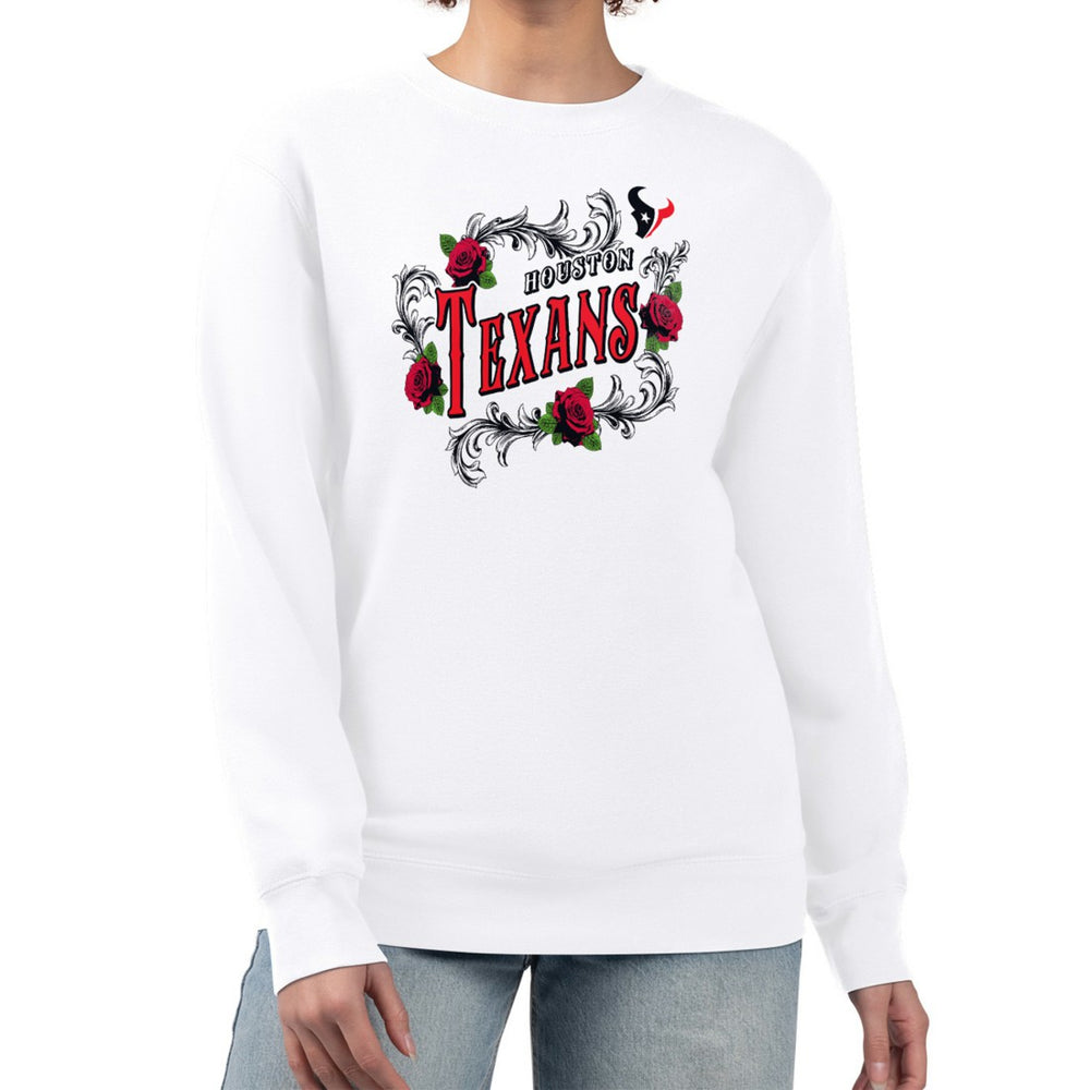 G-III 4Her by Carl Banks Women's Roses Fleece Tri-Blend Pullover Sweatshirt - Houston Texans Pullover