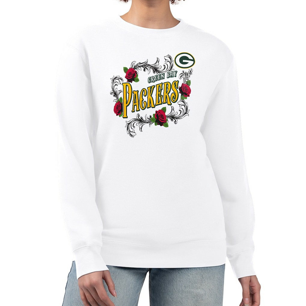 G-III 4Her by Carl Banks Women's Roses Fleece Tri-Blend Pullover Sweatshirt - Green Bay Packers Pullover