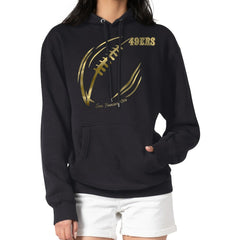 G-III 4Her by Carl Banks Women's Metallic Print Football Sketch Fleece Pullover Hoodie - San Francisco 49ers Hoodies
