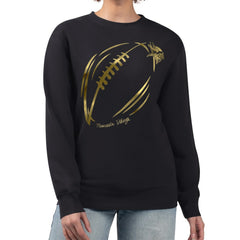 G-III 4Her by Carl Banks Women's Metallic Print Football Sketch Fleece Crewneck Sweatshirt - Minnesota Vikings Sweatshirts