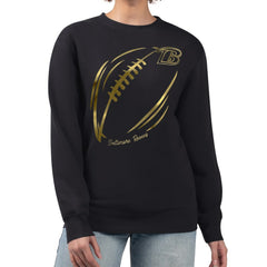 G-III 4Her by Carl Banks Women's Metallic Print Football Sketch Fleece Crewneck Sweatshirt - Baltimore Ravens Sweatshirts