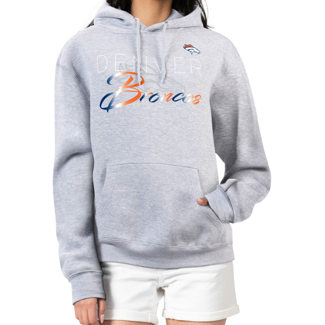 G-III 4Her by Carl Banks Women's Shadow Logo Fleece Pullover Hoodie - Denver Broncos Hoodies