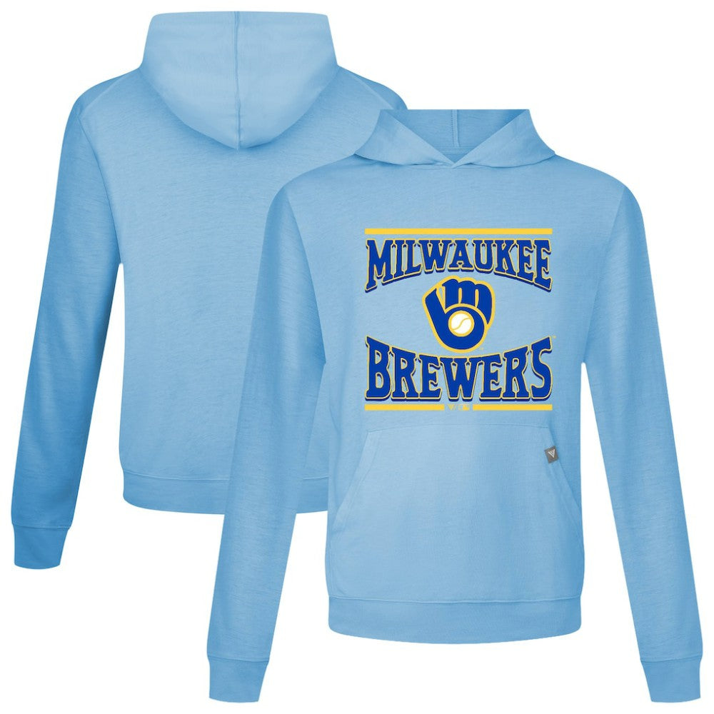 Light Blue Milwaukee Brewers Levelwear Big Brew Relay Pullover Hoodie
