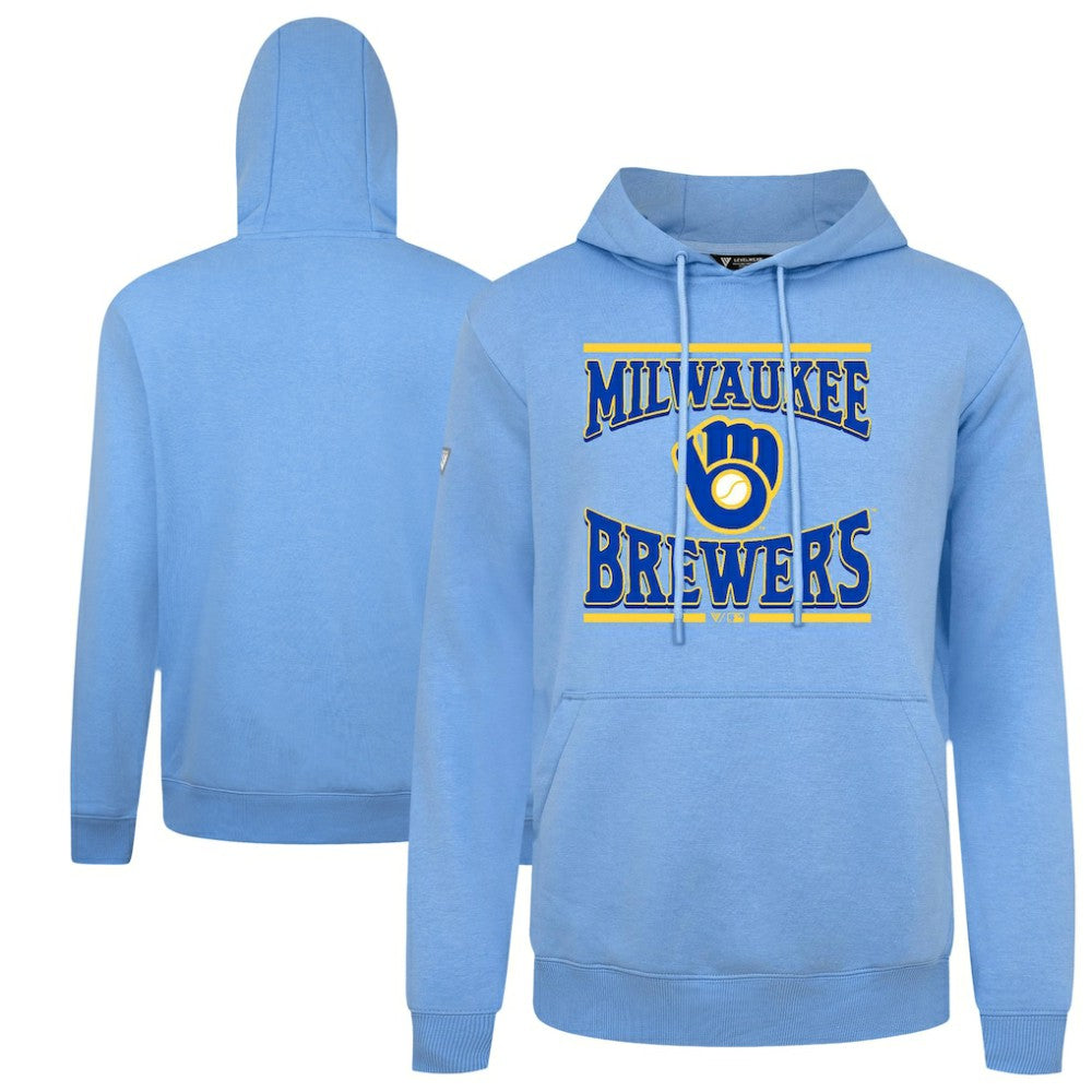 Light Blue Milwaukee Brewers Levelwear Big Brew Podium Pullover Hoodie
