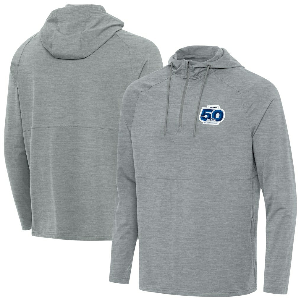 Antigua 50th Season Spikes Raglan Quarter-Zip Hoodie - Seattle Seahawks Hoodies