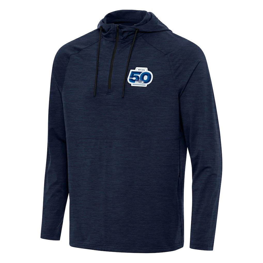 Antigua 50th Season Spikes Raglan Quarter-Zip Hoodie - Seattle Seahawks Hoodies