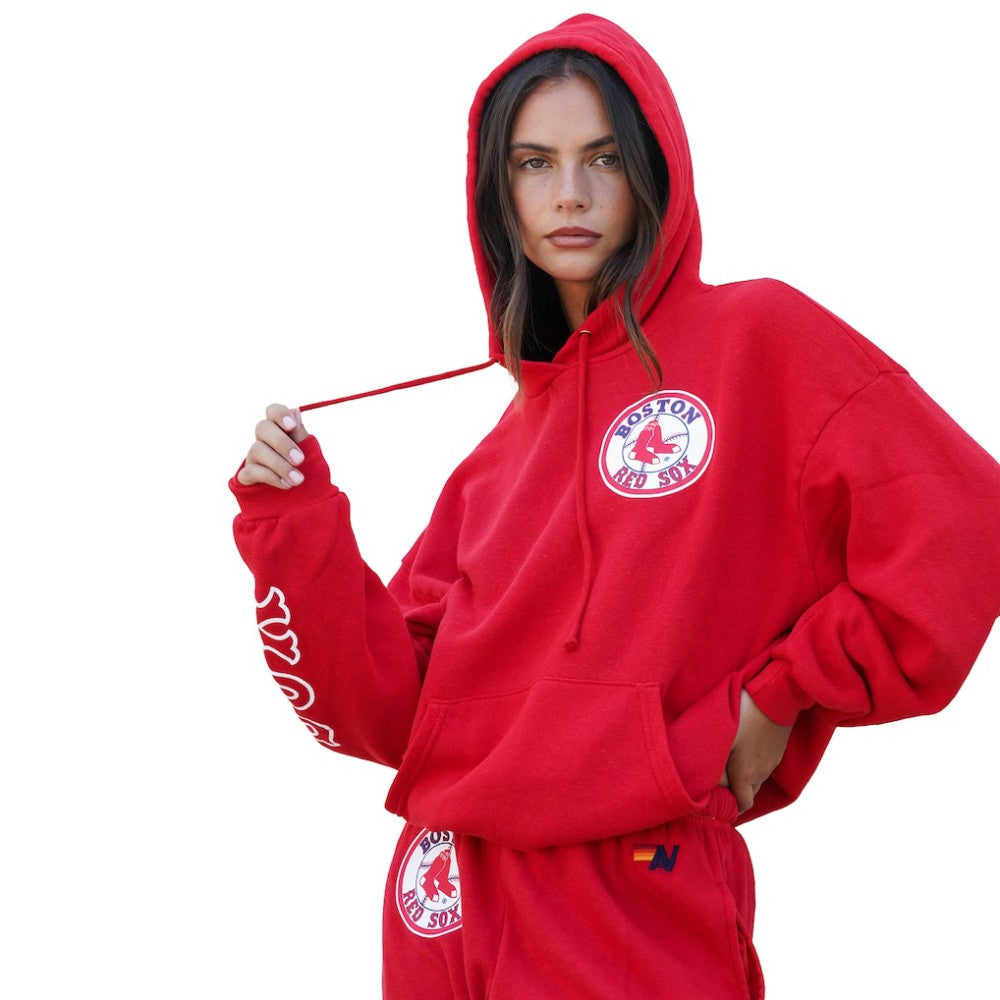 Red Boston Red Sox Aviator Nation x MLB Unisex Tri-Blend Pullover Hoodie