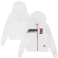 White Boston Red Sox Aviator Nation x MLB Unisex Five-Stripe Tri-Blend Full-Zip Hoodie