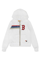 White Boston Red Sox Aviator Nation x MLB Unisex Five-Stripe Tri-Blend Full-Zip Hoodie