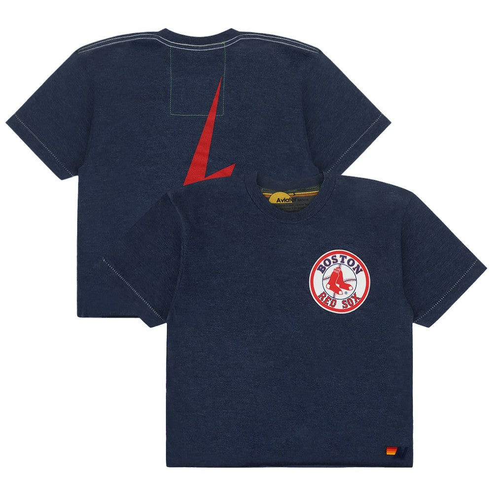 Navy Boston Red Sox Aviator Nation x MLB Women's Cropped Boyfriend Tri-Blend T-Shirt