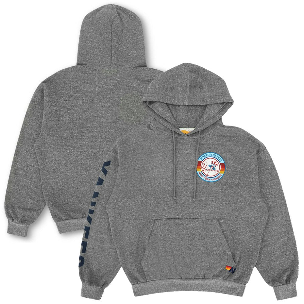 Heather Gray New York Yankees Aviator Nation x MLB Unisex Relaxed Tri-Blend Hoodie