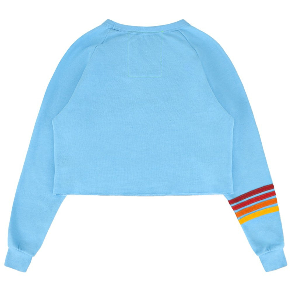 Light Blue Philadelphia Phillies Aviator Nation x MLB Women's Rugby Stitch Cropped Tri-Blend Sweatshirt