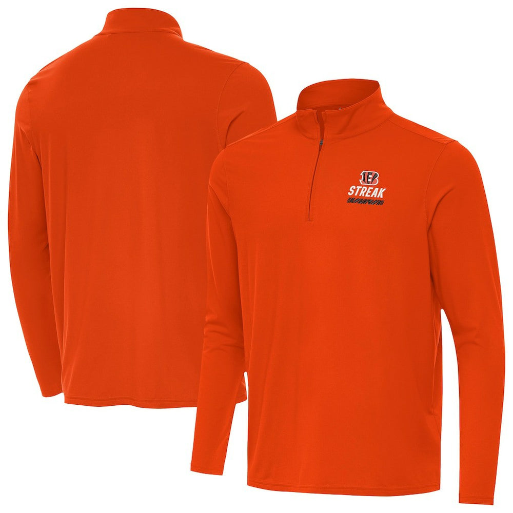 Antigua Streak Intent Quarter-Zip Sweatshirt - Cincinnati Bengals Sweatshirts