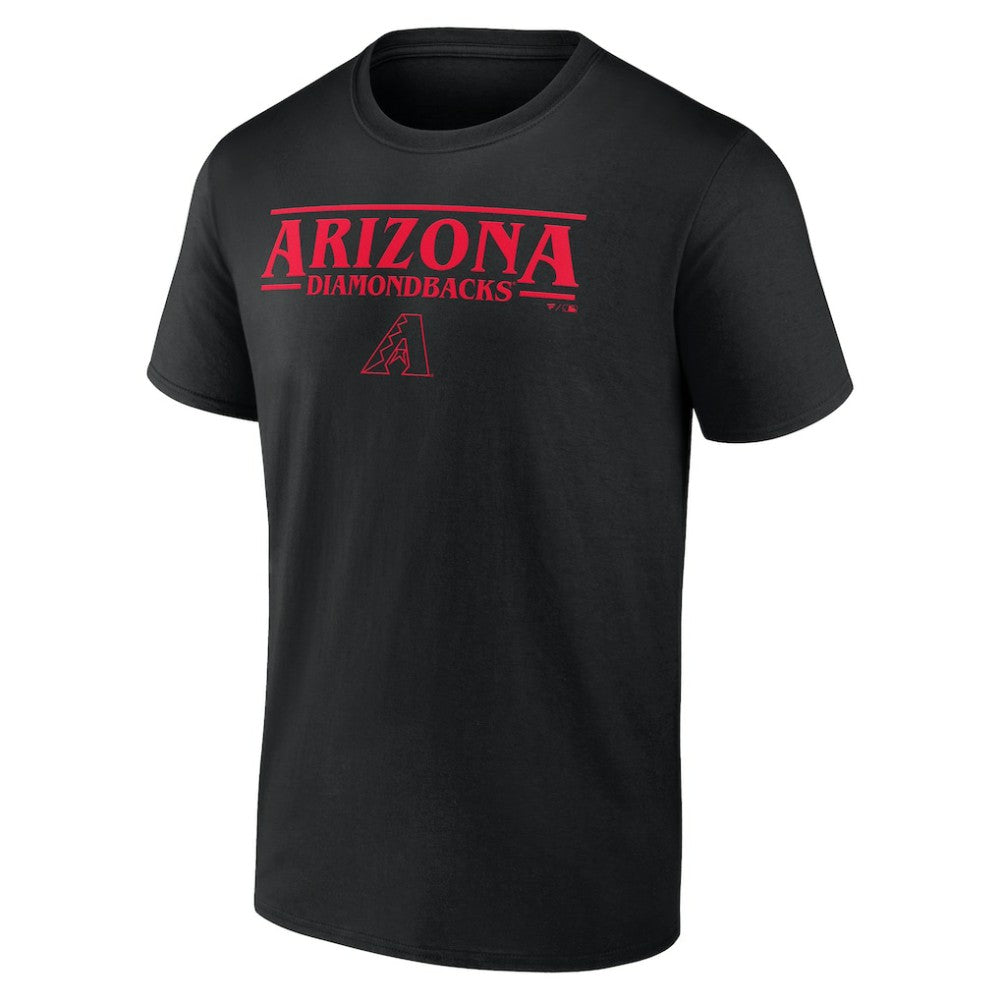 Black Arizona Diamondbacks Stranger Things Logo Lockup T-Shirt