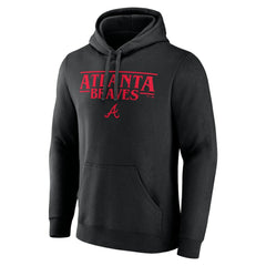 Black Atlanta Braves Stranger Things Logo Lockup Pullover Hoodie
