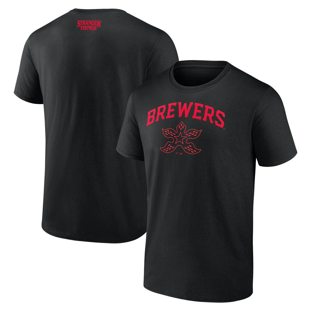 Black Milwaukee Brewers Stranger Things Demogorgan T-Shirt