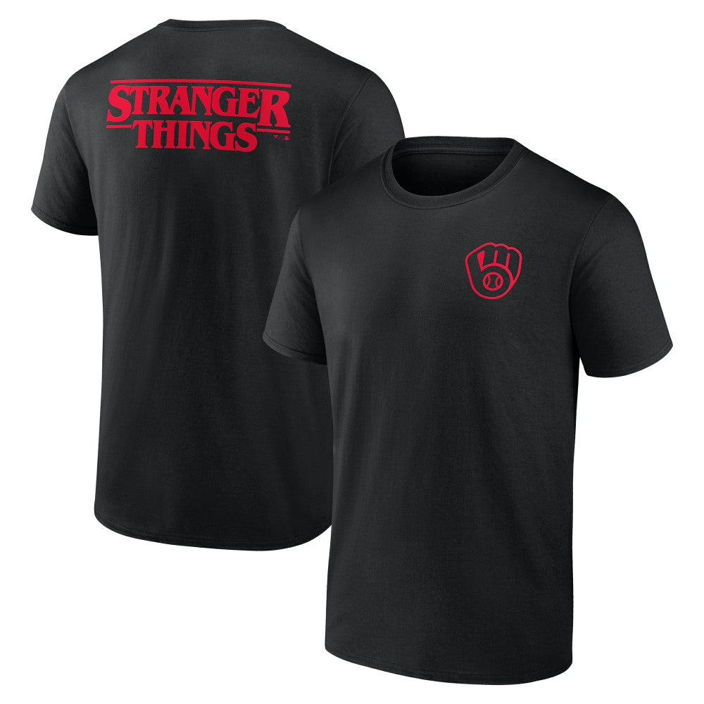 Black Milwaukee Brewers Stranger Things Graphic T-Shirt