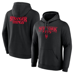 Black New York Mets Stranger Things Logo Lockup Pullover Hoodie