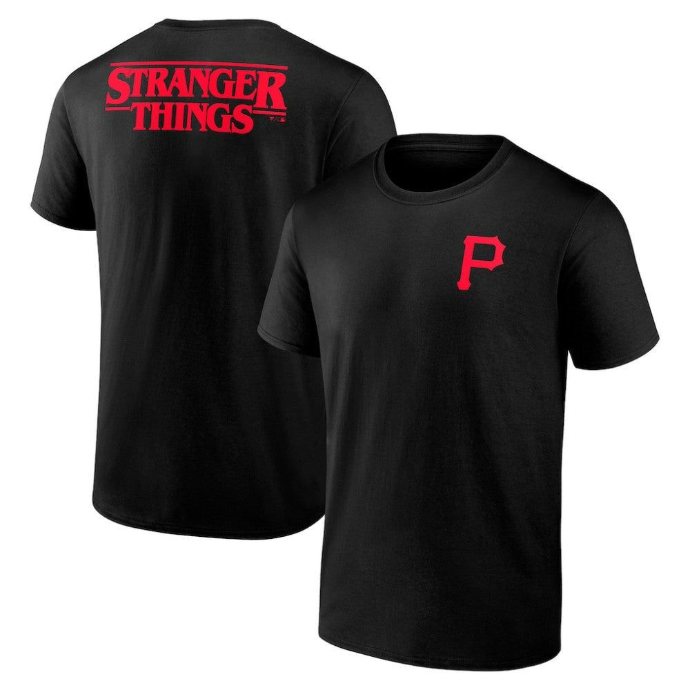 Black Pittsburgh Pirates Stranger Things Graphic T-Shirt