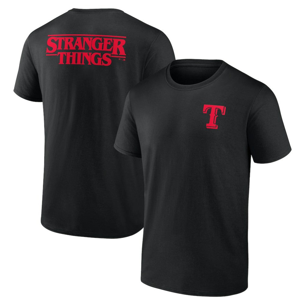 Black Texas Rangers Stranger Things Graphic T-Shirt