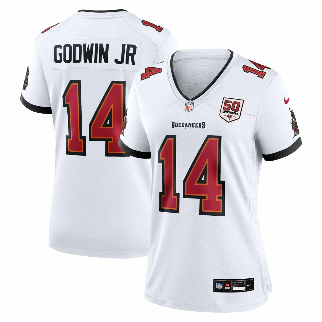 Chris Godwin Jr.  Women's 50th Season White Game Jersey - Tampa Bay Buccaneers Jerseys
