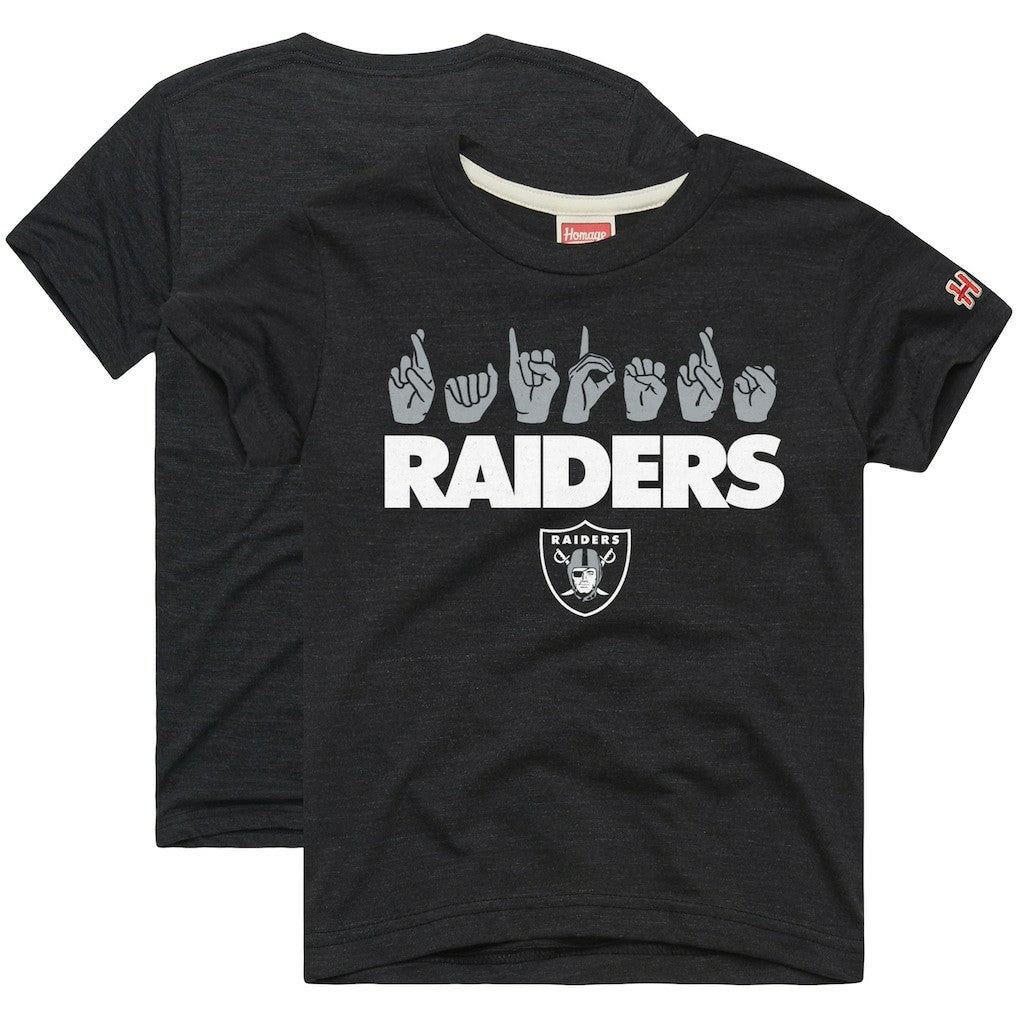 Homage Youth Love Sign x ASL 2.0 Tri-Blend T-Shirt - Las Vegas Raiders T-shirts
