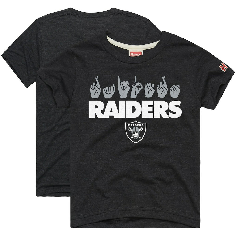 Homage Youth Love Sign x ASL 2.0 Tri-Blend T-Shirt - Las Vegas Raiders T-shirts