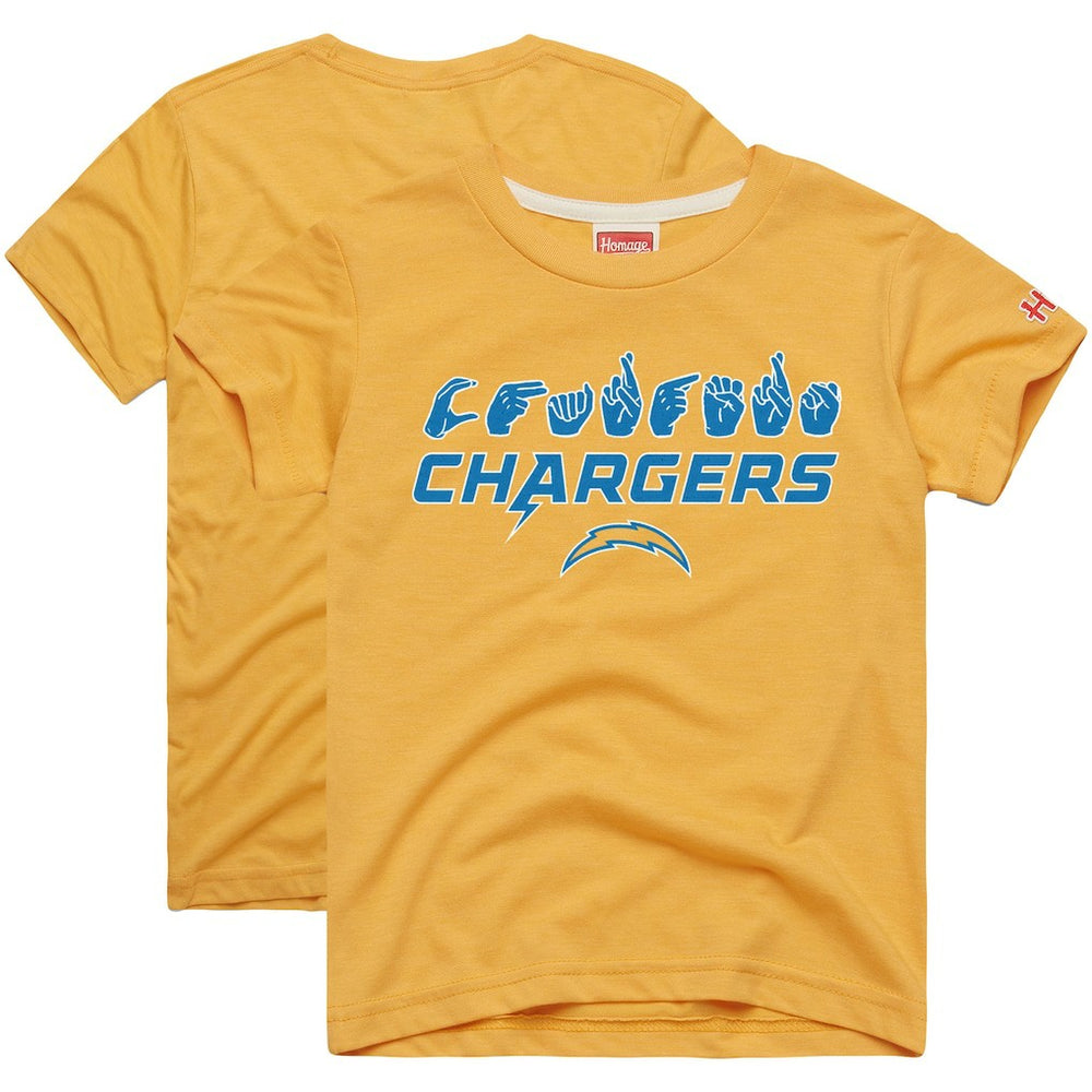 Homage Youth Love Sign x ASL 2.0 Tri-Blend T-Shirt - Los Angeles Chargers T-shirts