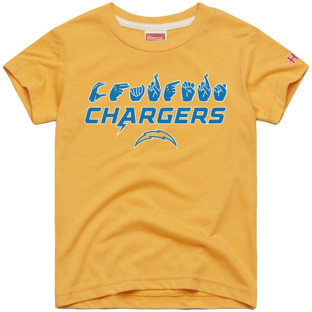 Homage Youth Love Sign x ASL 2.0 Tri-Blend T-Shirt - Los Angeles Chargers T-shirts