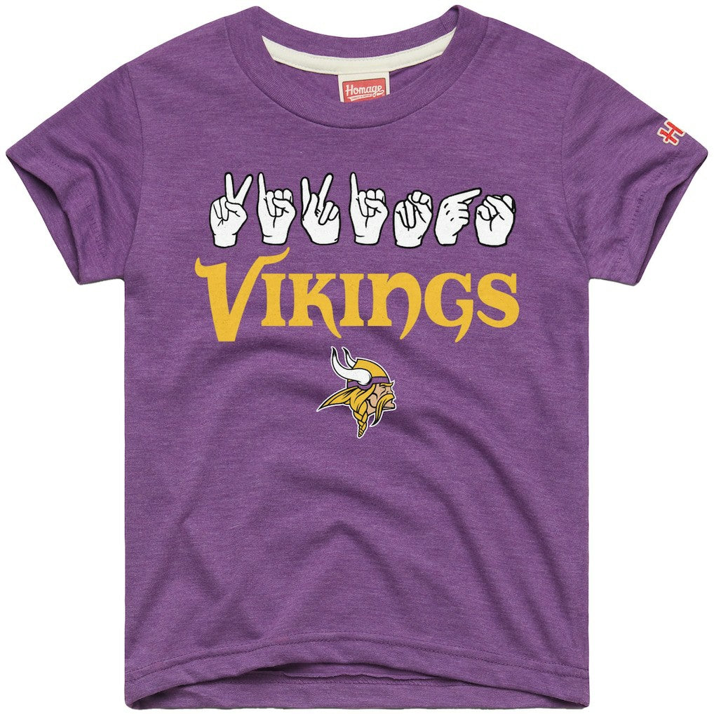 Homage Youth Love Sign x ASL 2.0 Tri-Blend T-Shirt - Minnesota Vikings T-shirts