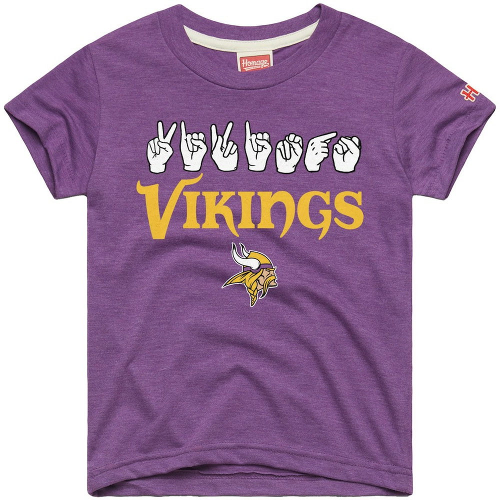 Homage Youth Love Sign x ASL 2.0 Tri-Blend T-Shirt - Minnesota Vikings T-shirts