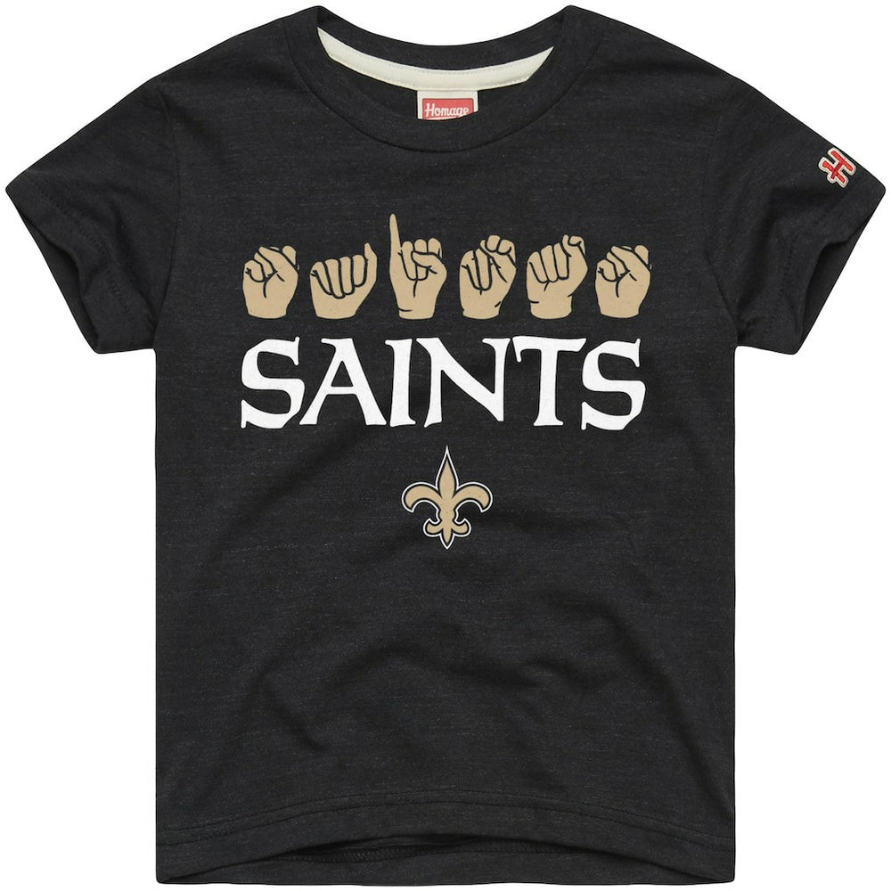 Homage Youth Love Sign x ASL 2.0 Tri-Blend T-Shirt - New Orleans Saints T-shirts