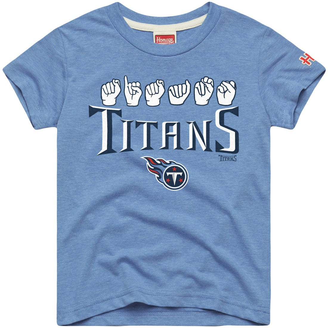 Homage Youth Love Sign x ASL 2.0 Tri-Blend T-Shirt - Tennessee Titans T-shirts