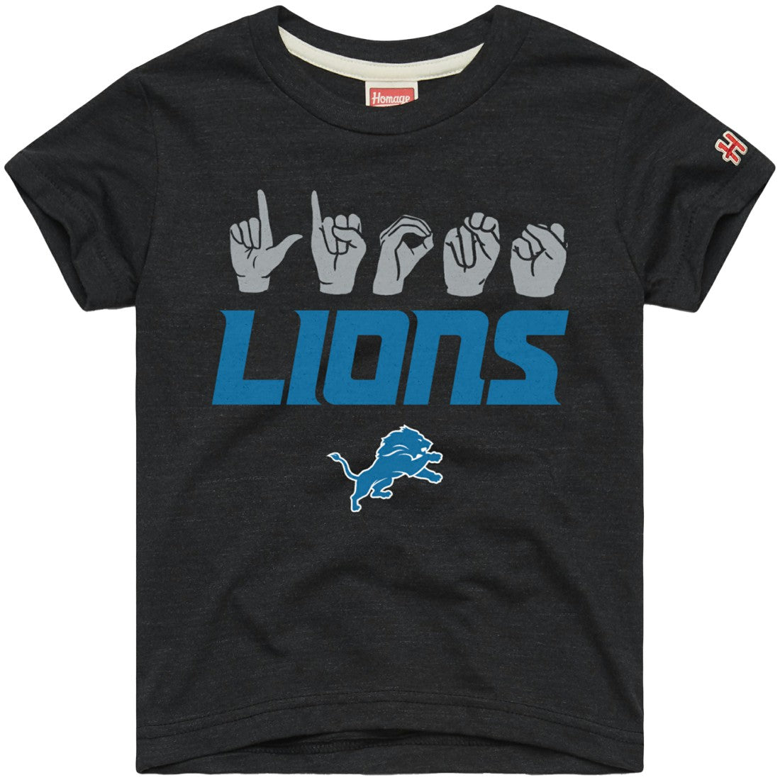 Homage Youth Love Sign x ASL 2.0 Tri-Blend T-Shirt - Detroit Lions T-shirts