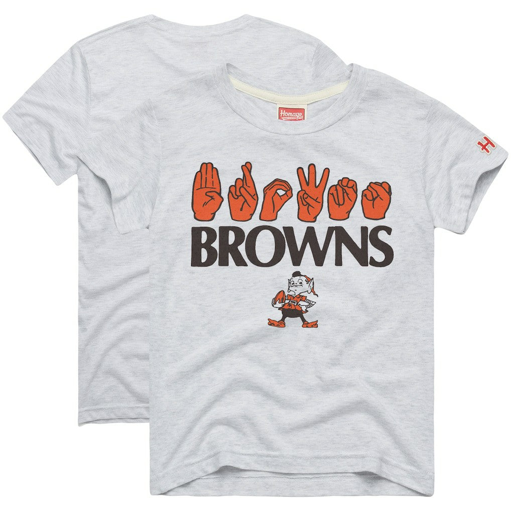 Homage Youth Love Sign x ASL 2.0 Tri-Blend T-Shirt - Cleveland Browns T-shirts